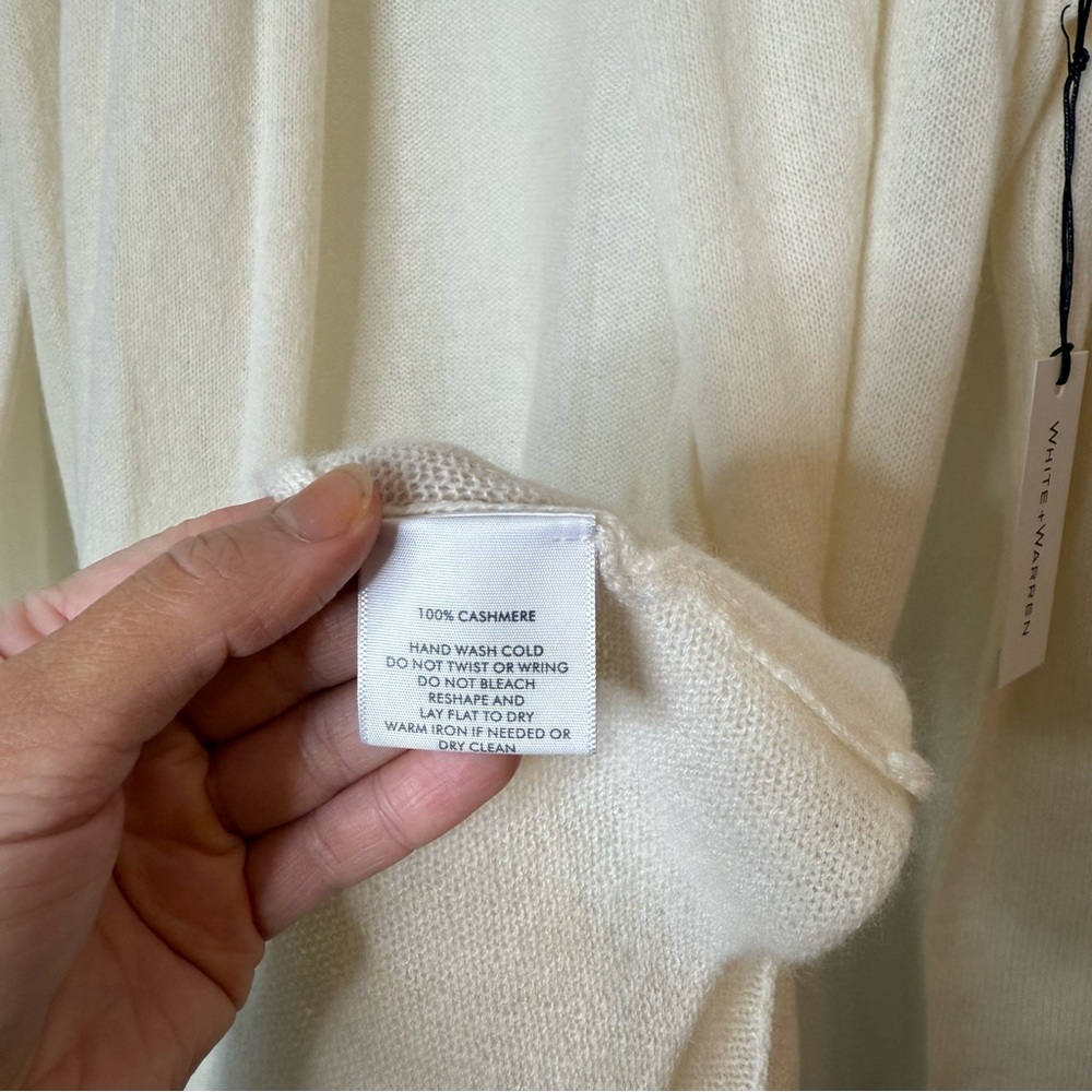 New White + Warren 100% Cashmere Trapeze Cardigan in Pearl White size small - Picture 11 of 13